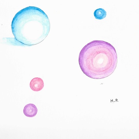 Colorful watercolor circles on white background