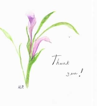 Hand drawn purple flower thank you note