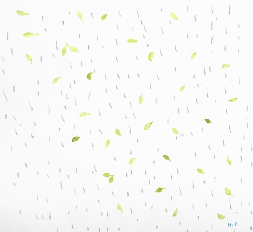 Green leaves and gray marks pattern