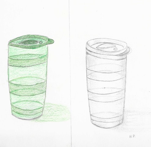 Hand drawn cups with layered contents