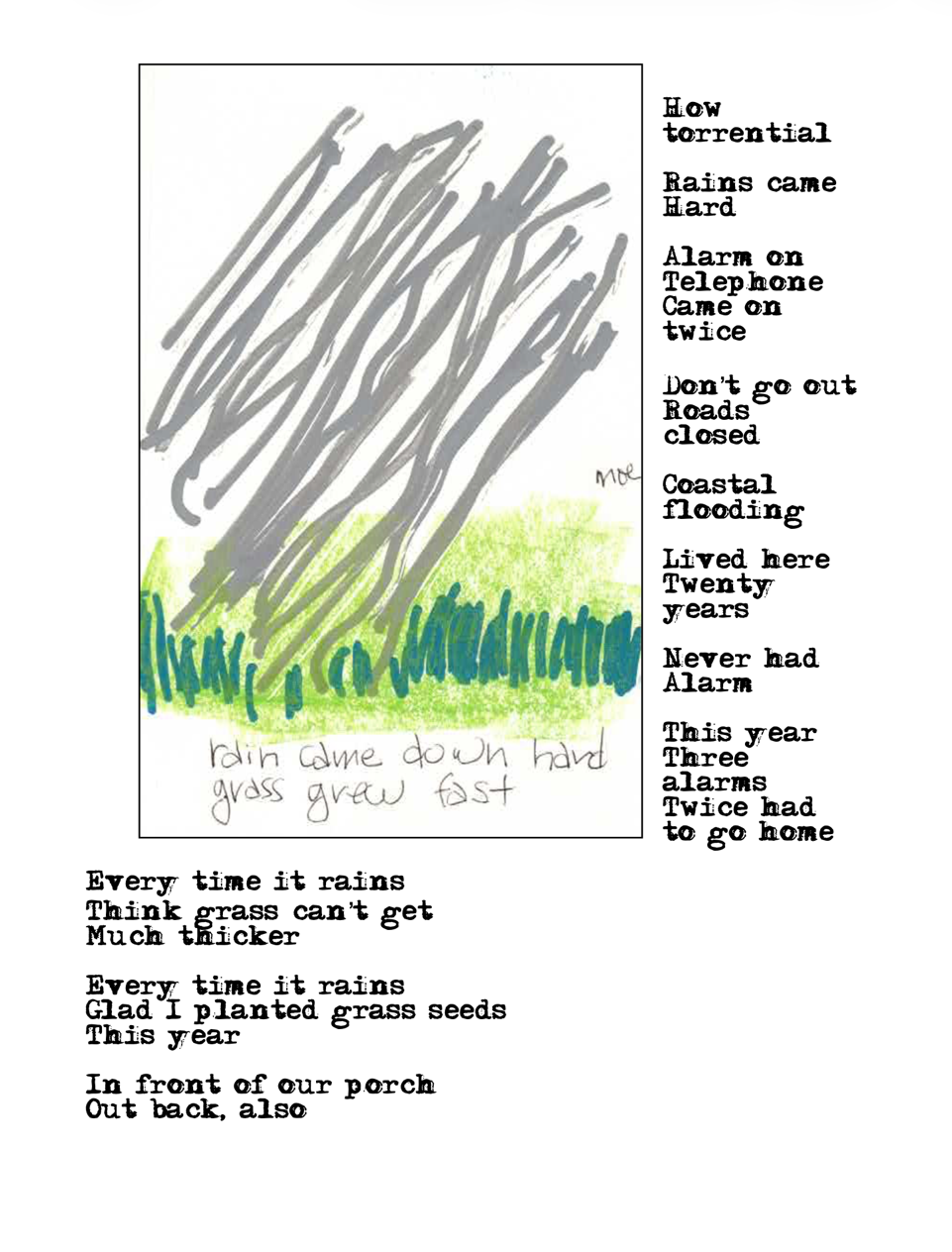 Rain Came Down Hard — poem and illustration by Moe