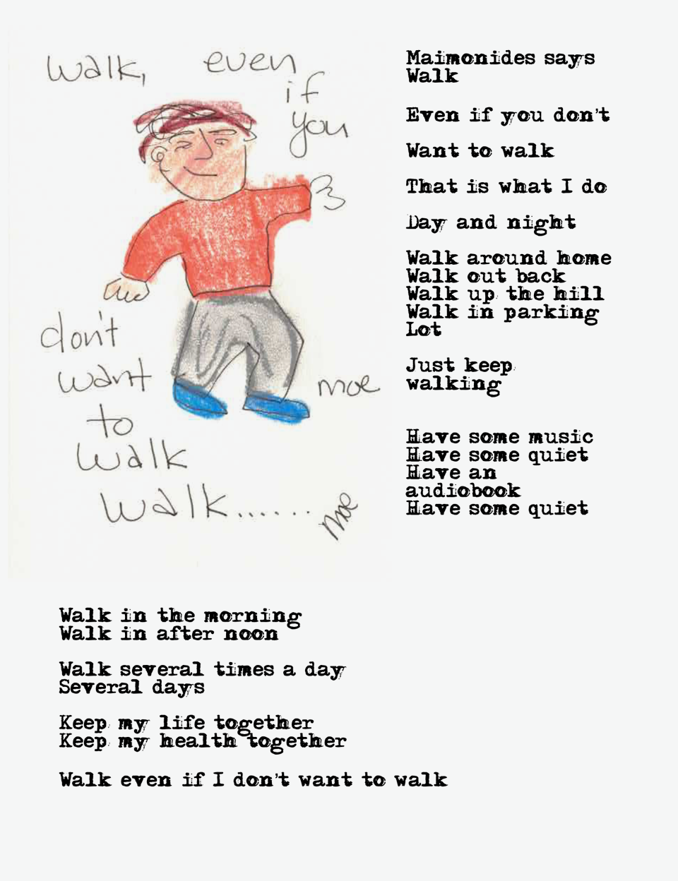 The Walk — poem and illustration by Moe